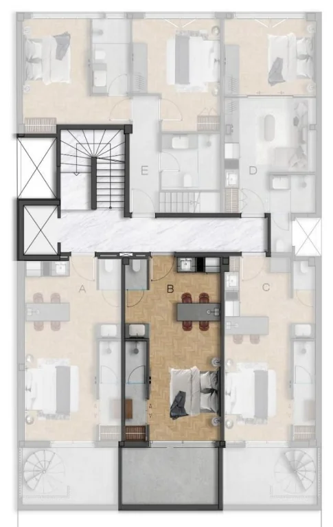 Keramikos, Athens — 1+1 Apartments and Penthouses a Short Walk from the Acropolis — L7‑B — 31.20 m² + 10.28 m² balcony (7th floor)