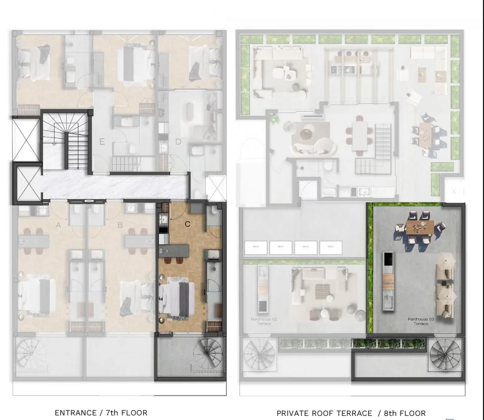 Keramikos, Athens — 1+1 Apartments and Penthouses a Short Walk from the Acropolis — Penthouse L7‑C — 30.50 m² + 10.17 m² balcony + 41.62 m² roof terrace