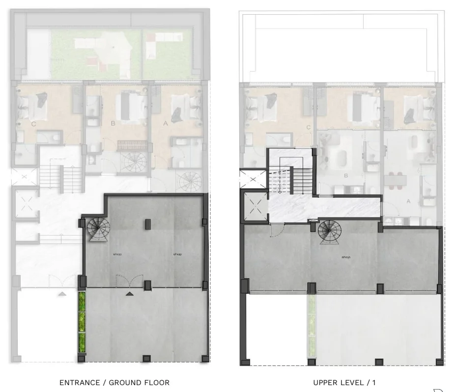 Keramikos, Athens — 1+1 Apartments and Penthouses a Short Walk from the Acropolis — Shop — 99.00 m² + 38.54 m² covered terrace (ground & 1st)