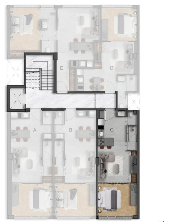 Keramikos, Athens — 1+1 Apartments and Penthouses a Short Walk from the Acropolis — Type C — 40.80 m² (floors 2–6)