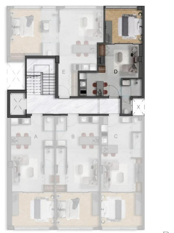 Keramikos, Athens — 1+1 Apartments and Penthouses a Short Walk from the Acropolis — Type D — 37.80 m² (floors 2–6)