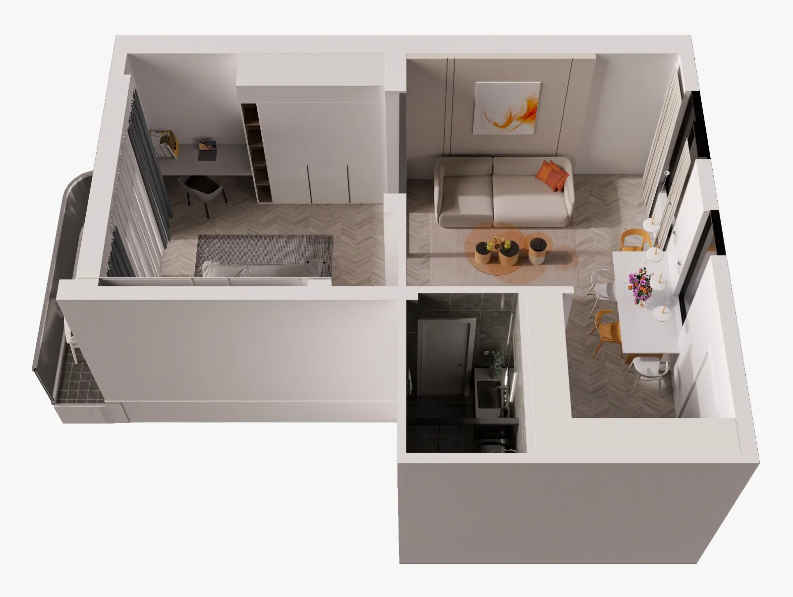 Patision 215, Athens — Twenty-One Furnished Apartments Steps from the Universities — 3D cutaway view 3