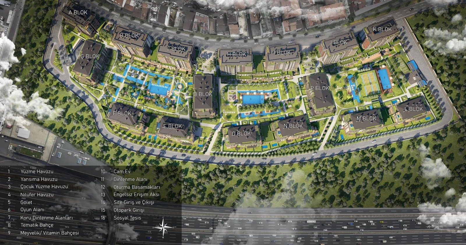 Yeni Levent, Sarıyer — Peyzajlı Bir Yerleşimde 1+1'den 4+1'e Konutlar — Vaziyet planı